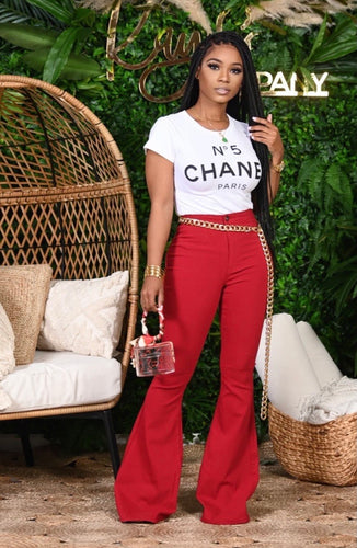 Chanel Me Bell Bottom Pants (Red)